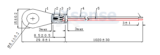 10K 3435 Metal Ring NTC Temperature Sensor for Energy Storage